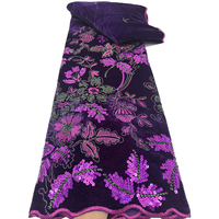 Tissu en dentelle de velours de luxe NI.AI avec paillettes, broderie de velours nigériane faite à la main, dentelle florale formelle pour mariage et fête
