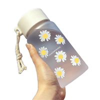 Offre Spéciale 500ml marguerite bouteille d'eau en plastique Sports de plein air tasse d'eau voyage tasse d'eau Portable tasse avec corde