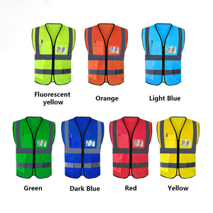 <span class=keywords><strong>Gilet</strong></span> de sécurité haute visibilité jaune/<span class=keywords><strong>orange</strong></span> fluorescent avec fermeture éclair sur le devant, logo personnalisé, imperméable, classe ANSI 1/2, clignotant LED - Product Image 2