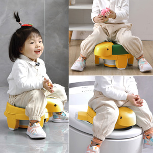 Asiento de Inodoro para Entrenamiento de Bebés con Respaldo Cómodo, Diseño de Tortuga de Dibujos Animados, Orinal Portátil para Niños - Product Image 6