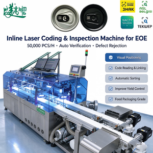Système de code anti-contrefaçon en circuit fermé avec marquage laser à fibre, lecture QR et élimination des codes erronés pour les capsules de canettes en aluminium - Product Image 1