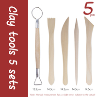 Bo Yi Xuan – Ensemble d'outils de sculpture en argile de haute qualité et durables, avec manche en bois, 5 pièces, pour modeler, lisser, texturiser et découper