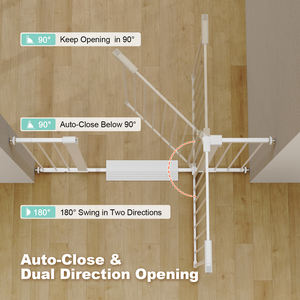 ऑटो-पास रिट्रेटेबल स्टील सेफ्टी गेट दरवाजे सीढ़ियों के आसान वॉक-थ्रू होल्ड-ओपन सुविधा कई आकार रंग सेट बेबी पालतू - Product Image 3