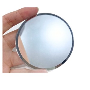 <b>Compact</b> <b>Mirror</b> Round Metal Frame Silver Finish Single Side Makeup <b>Mirror</b> Pet Protective Film For Powder Puff Case - Product Image 1