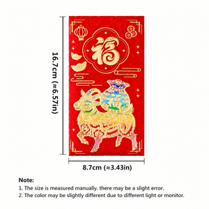 Busta Portasoldi per il <span class=keywords><strong>Capodanno</strong></span> Cinese con Disegni in Rilievo Assortiti, Carta Spessa, Pacchetto Rosso Portafortuna per il <span class=keywords><strong>Capodanno</strong></span> Lunare e Set Regalo - Product Image 6