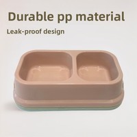 Bol double en plastique pour animaux de compagnie, pour chats et chiens, bol à eau et à nourriture à double usage, design anti-fuite, matériau PP durable, simple pour les petits animaux