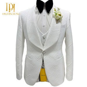 Costume de luxe 3 pièces pour hommes, coupe ajustée, <span class=keywords><strong>tenue</strong></span> d'hôte décontractée pour mariage blanc, ensemble de costume formel sur mesure fabriqué à la main et personnalisé pour hommes - Product Image 5