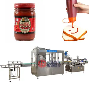 Automatic Tomato Ketchup Lines hot High Viscosity Liquid Capping Labeling Packing machine Sauce Filling Production Line