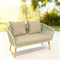 Ensemble de canapés d'extérieur en corde tressée 4 pièces, mobilier de conversation de jardin avec table basse pour jardin, villa, cour arrière
