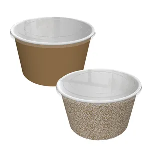Biodegradable And Compostable Paper Coffee Buckets And Recyclable, Dome Lids 100 Pack By Avant Grub. Medium Sized PLA Lined/