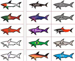 Autocollants brodés requin colorés, design dessin animé, matériau textile durable, vernis mat, cadeaux promotionnels - Product Image 5