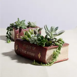 Oem Retro Livro Dicionário Forma Bonsai Recipientes Plantadores Pequenos Vasos de Flores para Plantas Suculentas Sala De Estudo Desktop Decoração