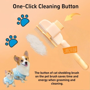 Self-Cleaning <b>Pet</b> Grooming <b>Brush</b> - Stainless Steel Detangling Comb for Dogs & Cats with Anti-Slip Handle - Product Image 2
