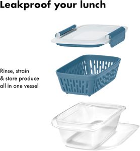 Rectangle Shape Salad <b>Lunch</b> Container With 68 Oz Salad Bowl Adult Bento <b>Lunch</b> <b>Box</b> With 5-Compartment for School Office - Product Image 3