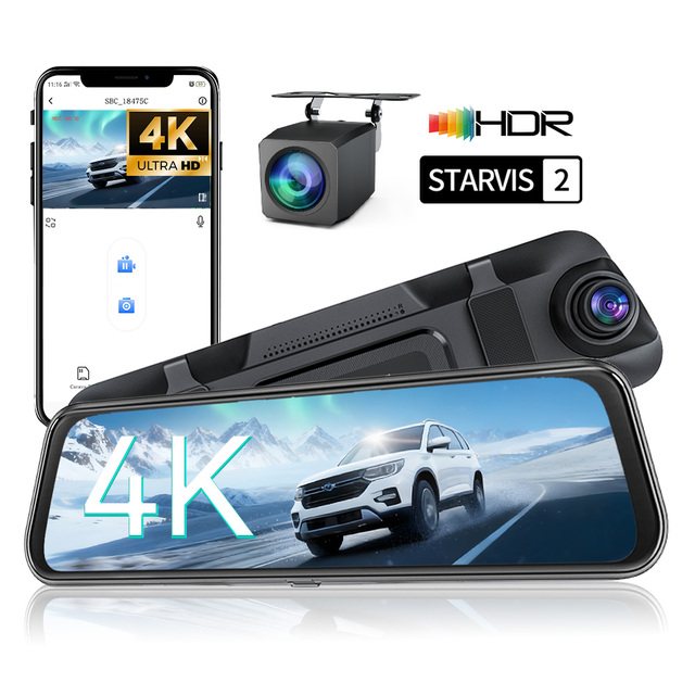 Carlover AI 4K IMX675 STARVIS 2 WDR ADAS GPS WiFi Dual Lens Video Recorder Rear View Mirror Dash Cam 1 Year Warranty