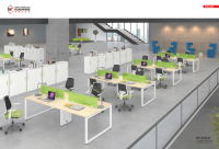 Bureau de conférence commercial simple pour 4 personnes, table de réunion moderne avec structure métallique, poste de travail pour personnel de bureau