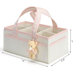 Cesta para Pañales de Fieltro Premium con Divisores Desmontables, Diseño Elegante a Cuadros, Portátil y Espacioso para Artículos Esenciales del Bebé - Product Image 2