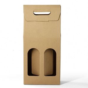 Cajas de papel de regalo para botellas de vino corrugadas al por mayor, 2 cajas de envío portátiles para whisky con asa de troquelado para <span class=keywords><strong>vodka</strong></span> y Tequila - Product Image 2