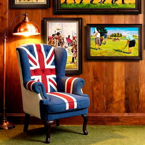 Sillón de tela al por mayor con respaldo de alas y botones, sillón de ocio <span class=keywords><strong>para</strong></span> el hogar con respaldo alto y brazos con la bandera de Inglaterra <span class=keywords><strong>para</strong></span> hotel - Product Image 4