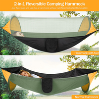 Hamac en nylon léger KINGGEAR avec moustiquaire, portable, pour adulte, 1-2 personnes, camping, 290x140cm, sangles d'arbre