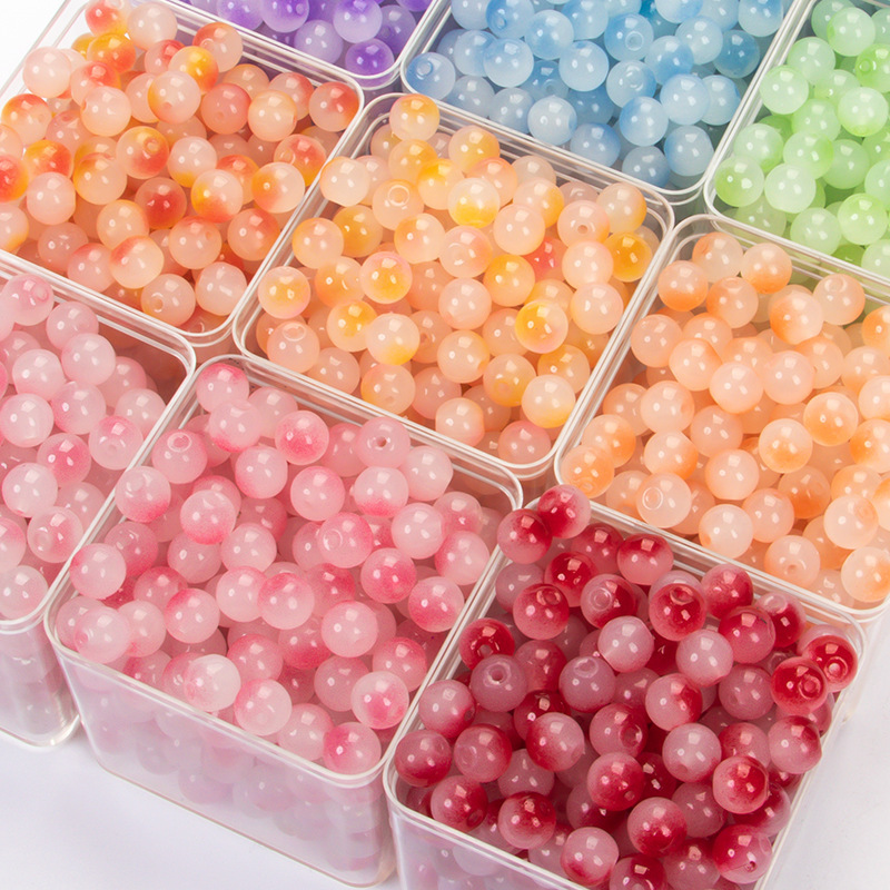 8mm Glass Jade Round Beads 50pcs