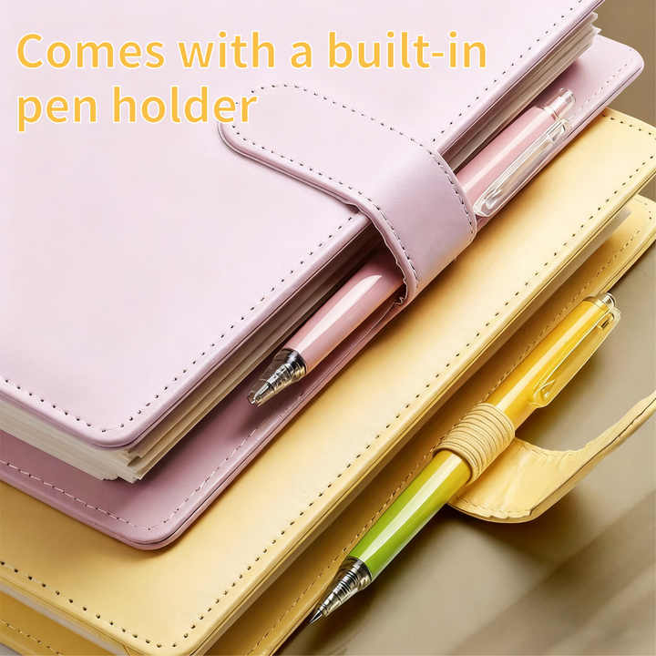 A5 Notebook Leather-bound Loose-leaf with Magnetic Closure Thick Inner ...