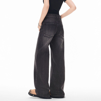 Pantalon en jean délavé style rétro américain pour homme - Coupe droite ample noire de haute qualité