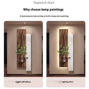 <span class=keywords><strong>Pintura</strong></span> LED de Estilo Medieval Francés para Decoración del Hogar, Plantas Verdes, <span class=keywords><strong>Pintura</strong></span> Colgante para Pasillo, Lámpara de Pared 3D de Arenisca - Product Image 5