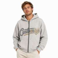 Sweat-shirt à capuche épais ODM pour homme, gris clair, zippé, avec motif diamant sur les manches, pour usage quotidien en extérieur, automne-hiver