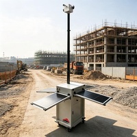 Tour de surveillance solaire mobile avec 3 panneaux solaires de 45W et un mât manuel de 2 mètres pour la surveillance routière