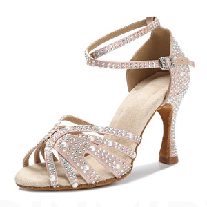 Zapatos de Baile Latinos con Tiras para Mujer, Zapatos de Salsa, Cha Cha, Satén, Profesionales, para Práctica y Actuación de <span class=keywords><strong>Samba</strong></span> y Salsa - Product Image 5