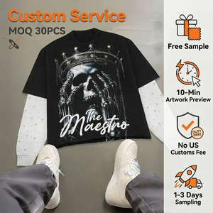 T-shirt Homme Personnalisé avec Logo, 100% Coton Lavé Vintage 220 g/m², Tricoté, Coupe Oversize, Manches Longues, Anti-Plis, Respirant - Product Image 1
