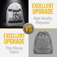 Sac à dos à cordon en polyester 210D blanc, avec impression de lettres noires, personnalisable en gros pour promotion