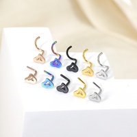 Anneau de nez en acier chirurgical 316L, forme cœur creux, clou de nez en L à vis, boucle d'oreille hypoallergénique pour cartilage, pour peaux sensibles