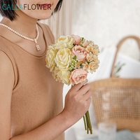 MW83111 Bouquet de mariée artificiel en rose, lotus et hortensia, bouquet de mariée, fleurs à tenir pour la mariée lors du mariage