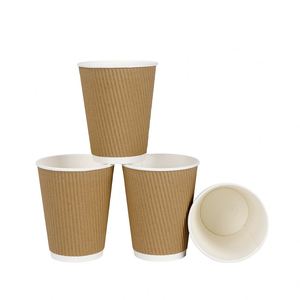 Gobelets à café en papier ondulé écologiques 210 ml à double paroi, imperméables, de qualité alimentaire, pour les magasins de thé au lait à emporter - Product Image 1