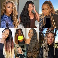 Tresses synthétiques Leeven Water Wave au crochet, double trame, 24 pouces, 1B #   2x18 Brins CN