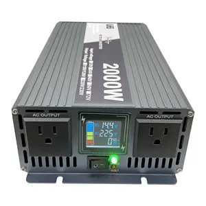 Inverter daya mobil 4000W 12v 110v, Inverter daya gelombang sinus murni tampilan LCD 2000W kontinyu, konverter dc 12v hingga 110v 120V ac