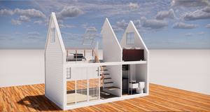 Maison conteneur 2 chambres avec grenier à pignon, design ferme, <span class=keywords><strong>toit</strong></span> en pente, villa <span class=keywords><strong>de</strong></span> montagne - Product Image 4