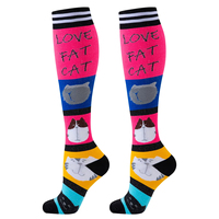 Chaussettes de compression tendance motif chat 20-30 mmHg pour infirmières, longues heures debout, voyages, grossesse, pour femmes et hommes