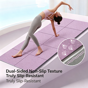 Tapete de Yoga Plegable GQK Morado, Base de TPE de 5mm de Grosor, Diseño Cuadrado Contemporáneo Impreso, Hecho a Máquina, para Uso Doméstico - Product Image 3