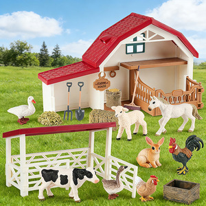 Casa de Muñecas en Miniatura Familiar Forestal, Juguete de Simulación de Plástico con Modelo de Rancho y Establo, Regalo de Cumpleaños para Niños, Éxito de Ventas 2026 - Product Image 1