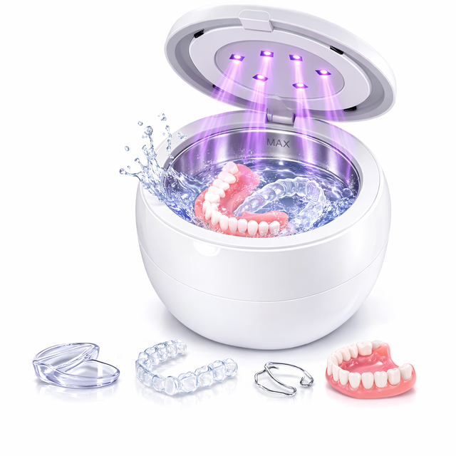 USB Rechargeable Ultrasonic Retainer Machine 45kHz 200ML Mouth Guard Cleaner Night Guard Cleaner Aligner Dentures Dental Cleaner