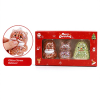Lot de 3 jouets squishy de Noël en maltose scintillante, boîte mystère surprise, jouets anti-stress