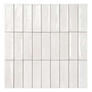 Piastrelle rettangolari lucide Brixton White 5 x 15 cm per pareti e pavimenti - Product Image 1
