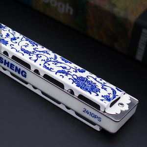 Armónica Polifónica de 24 Orificios Kongsheng Azul y Blanca en Clave de C, Profesional para Adultos, Duradera y Ecológica 2410PS - Product Image 5