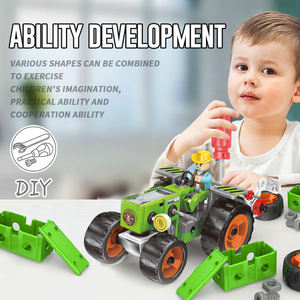 Hanye 72 pièces Ensemble de montage DIY 3 en 1 Véhicules agricoles Outil à vis et écrous STEM Motricité fine Construction créative Cadeau pour enfants - Product Image 5