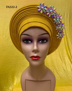 Vino africano Gele Headtie 2019 cuentas nigerianas bufanda bordado Aso Oke diseños - Product Image 6