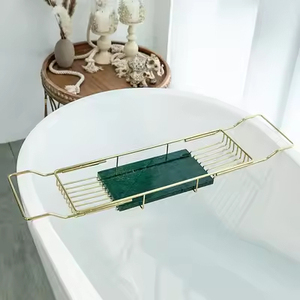 Accessoires de salle de bain en acier inoxydable, étagère de rangement rétractable en marbre anti-baignoire, étagère d'extension pour salle de bain - Product Image 2