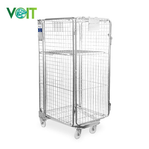 カスタマイズされた<span class=keywords><strong>2</strong></span>/<span class=keywords><strong>3</strong></span>/4側面倉庫物流折りたたみ式入れ子スチール金属収納メッシュロールコンテナ - Product Image 4